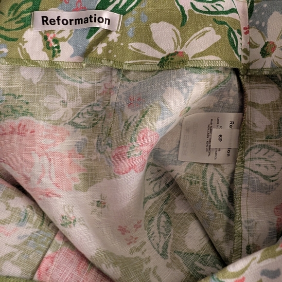 NWOT Reformation Pinegrove Highrise Crop Linen Pants Floral Print Size 6P - Picture 6 of 6